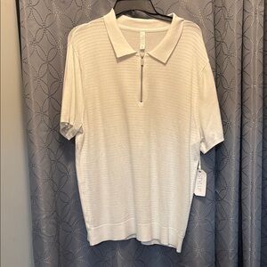 STYLUS White Zip-Up Polo Shirt